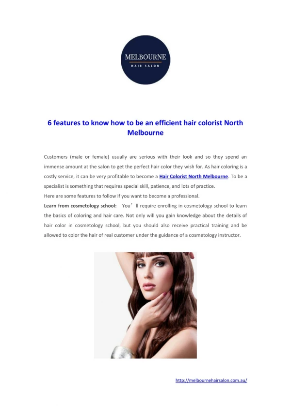 6 features to know how to be an efficient hair colorist North Melbourne
