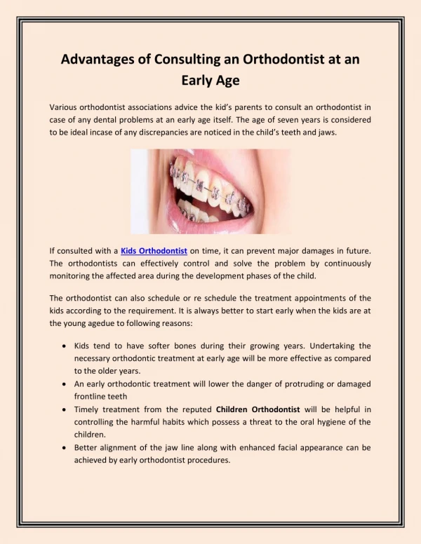 Advantages of Consulting an Orthodontist at an Early Age