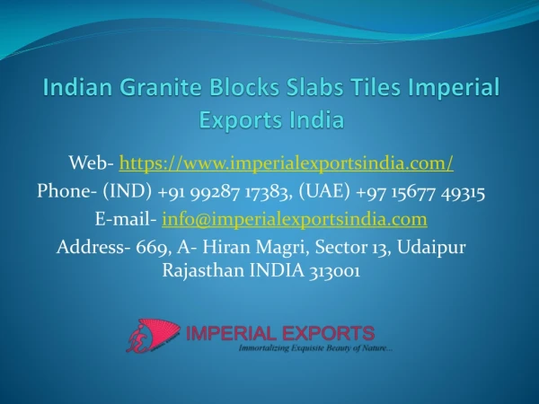 Indian Granite Blocks Slabs Tiles Imperial Exports India