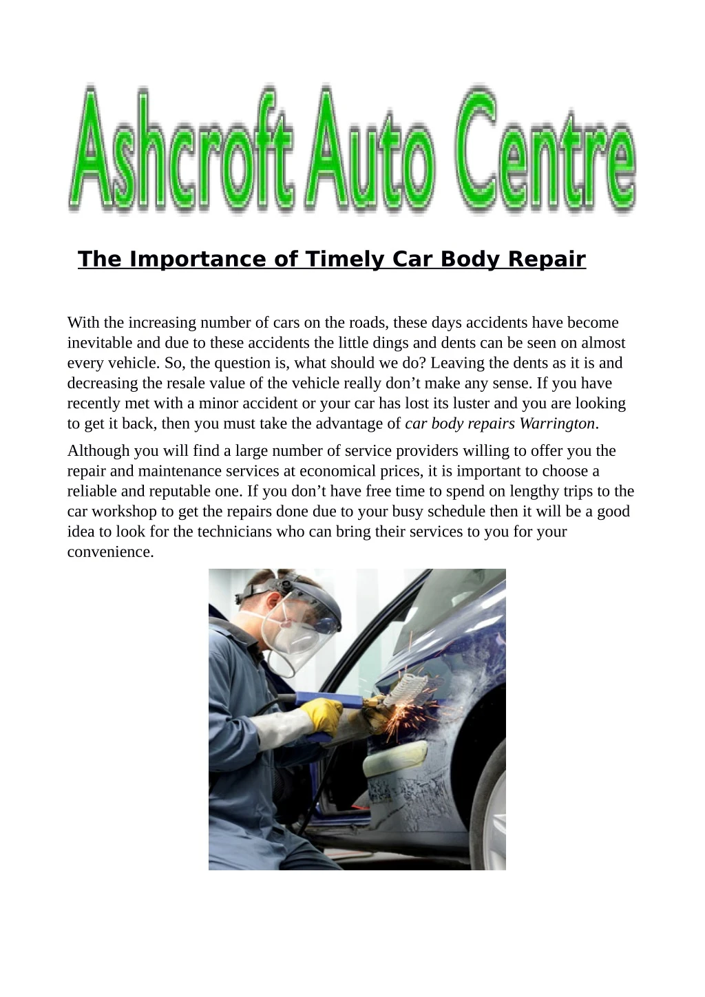 the importance of timely car body repair