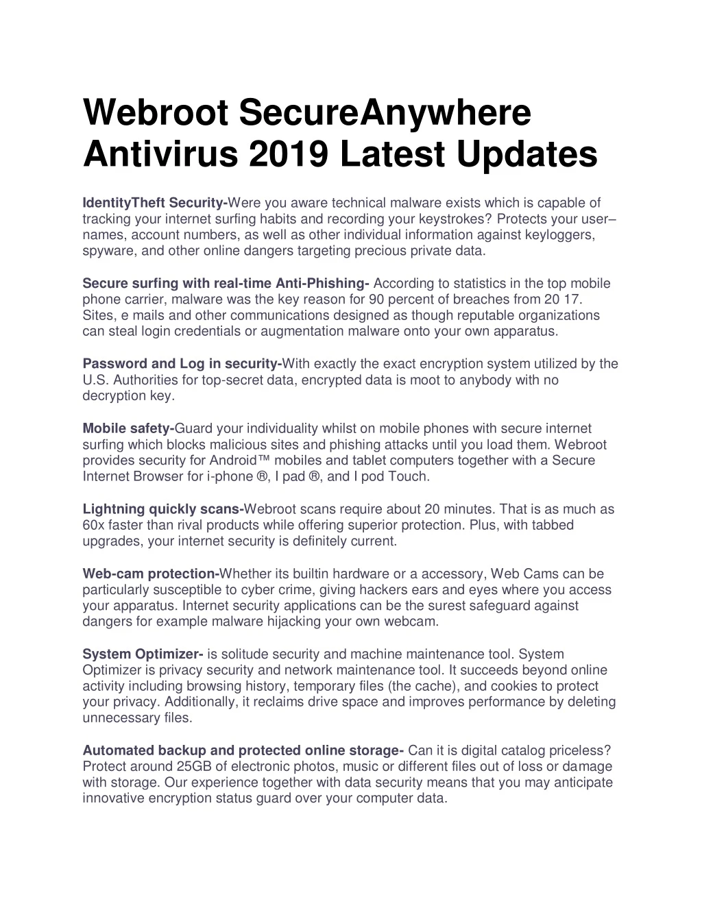 webroot secureanywhere antivirus 2019 latest