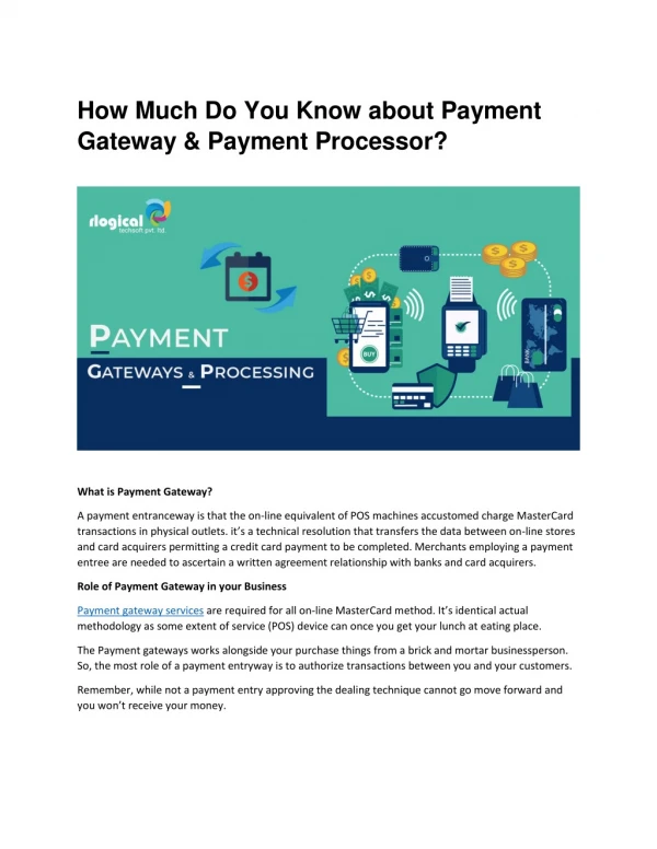 How Much Do You Know about Payment Gateway & Payment Processor?