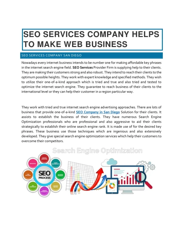 SEO Services Company Helps to Make Web Business