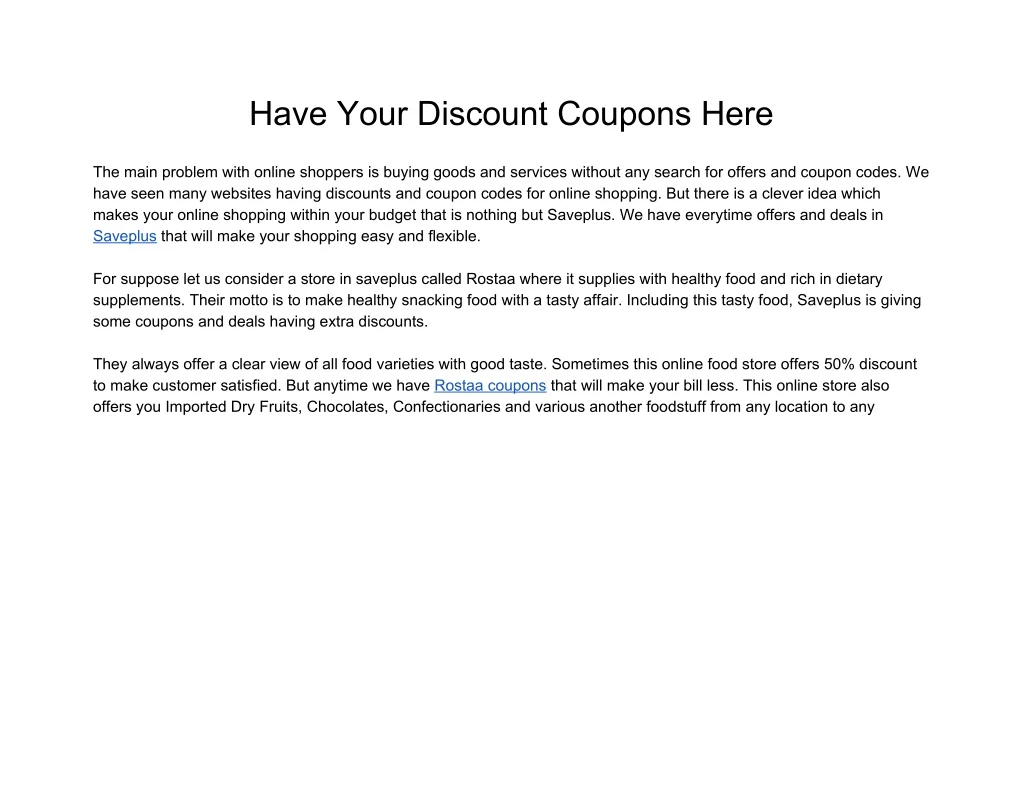 have your discount coupons here