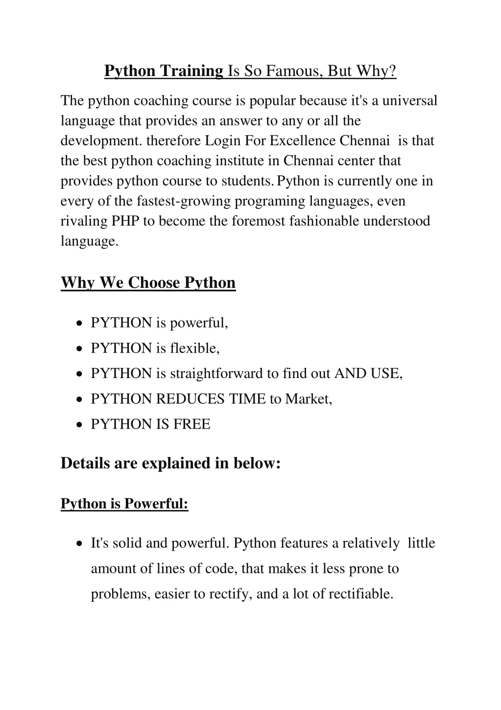 python training is so famous but why