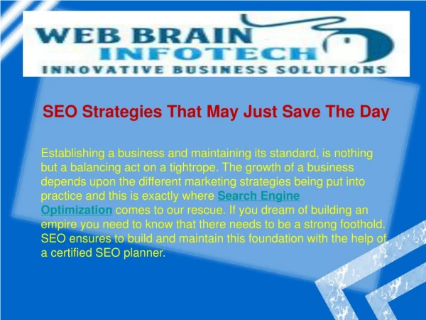 SEO Strategies That May Just Save The Day