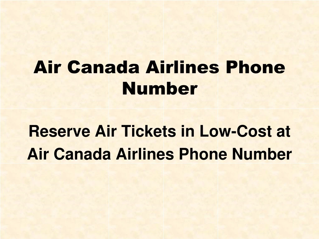 air canada airlines phone number