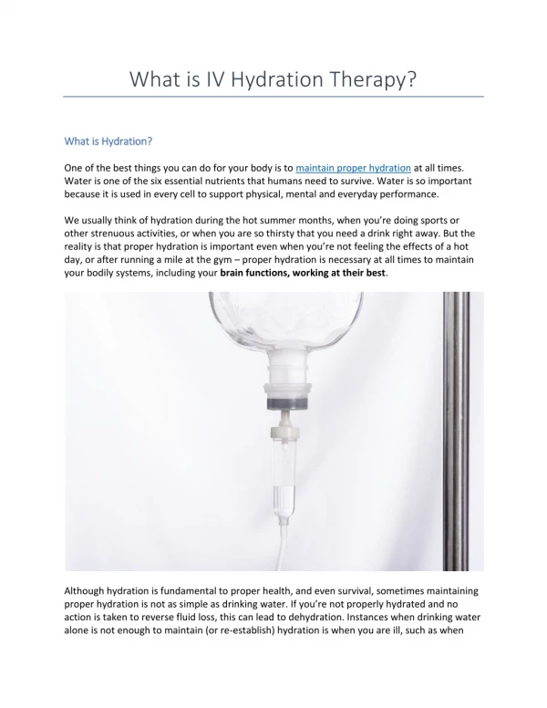 What is IV Hydration Therapy?
