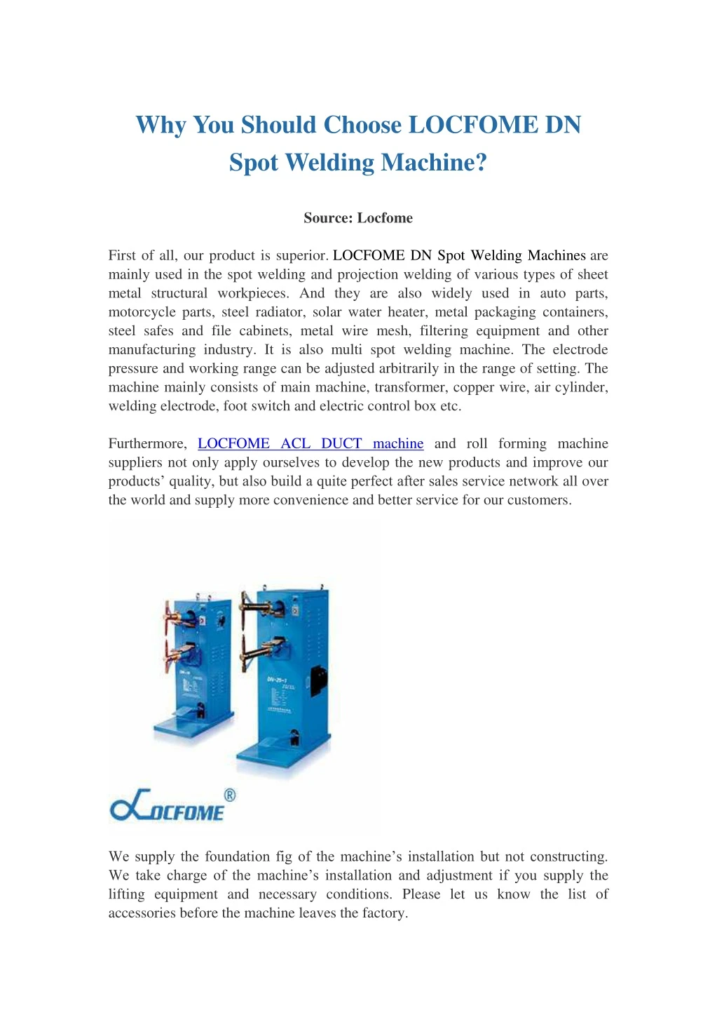why you should choose locfome dn spot welding