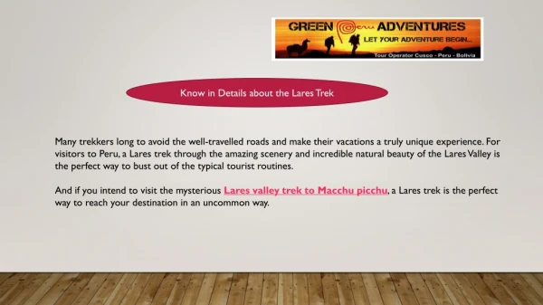 Know in Details about the Lares Trek