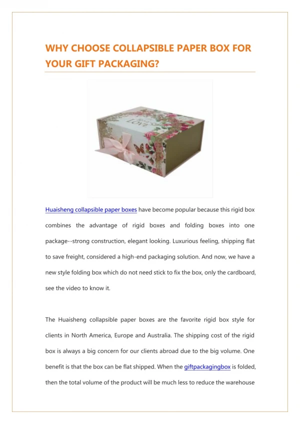 WHY CHOOSE COLLAPSIBLE PAPER BOX FOR YOUR GIFT PACKAGING?