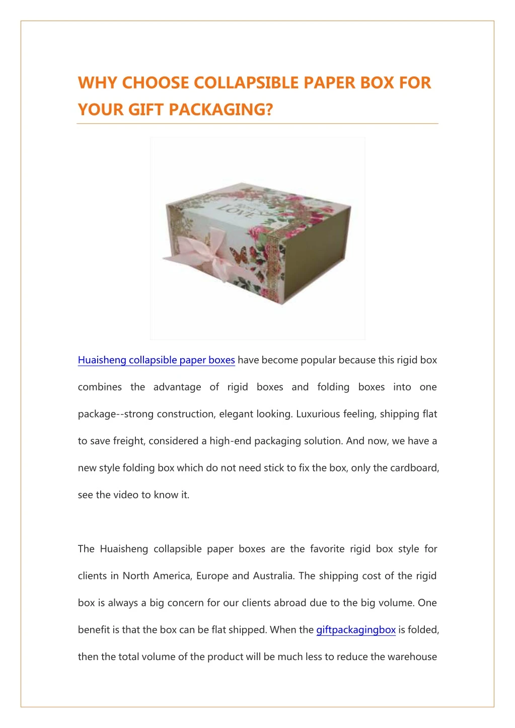 why choose collapsible paper box for your gift