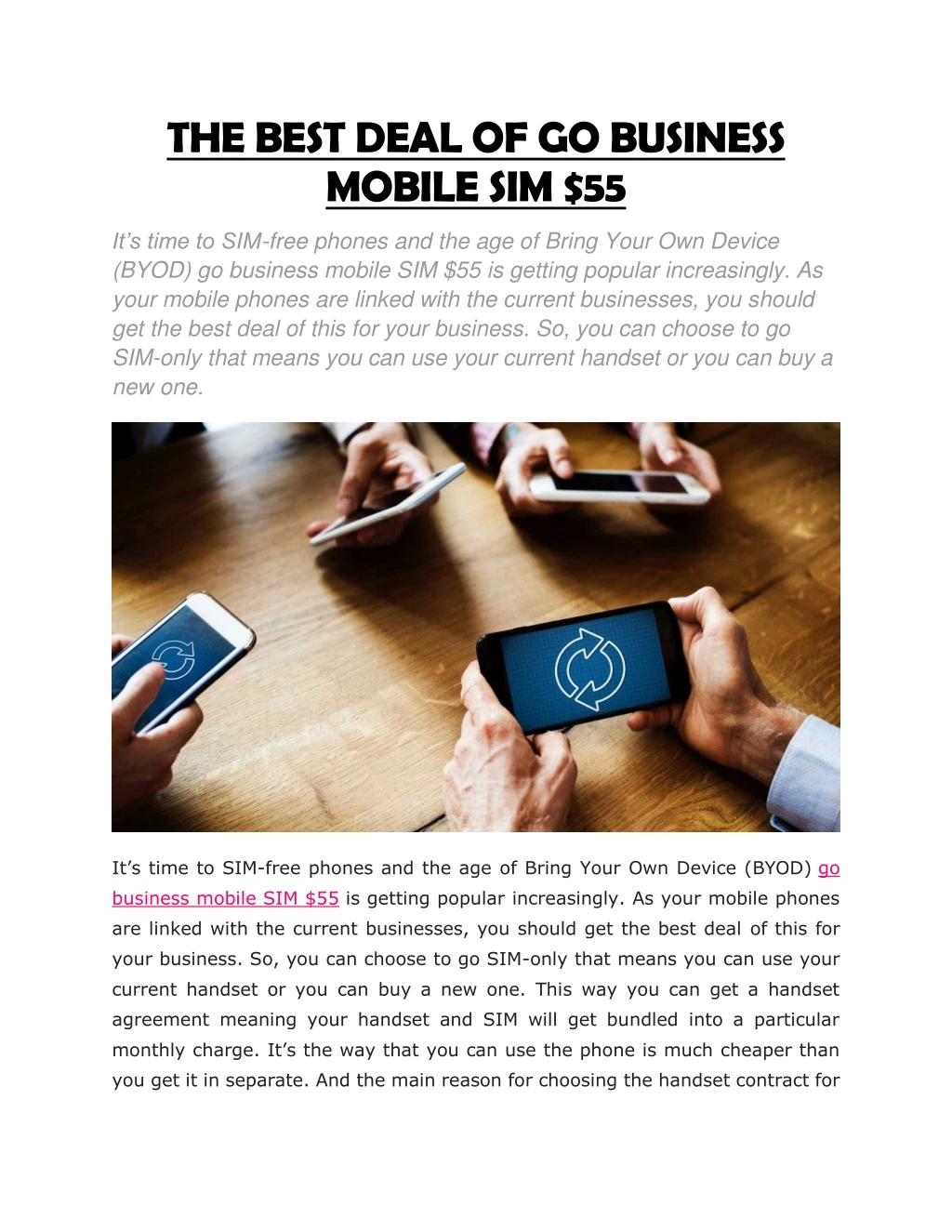 the best deal of go business mobile sim 55