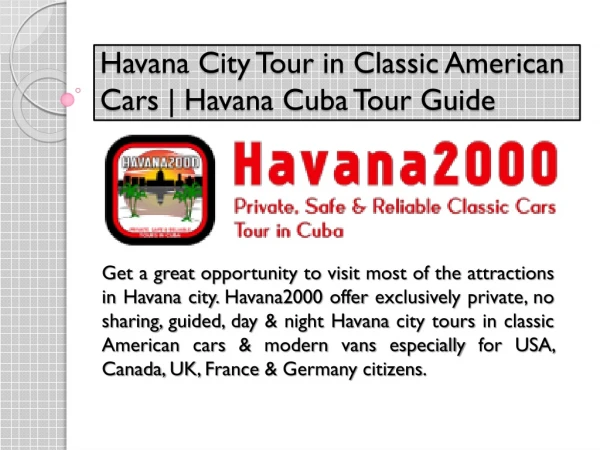 Havana City Tour in Classic American Cars | Havana Cuba Tour Guide