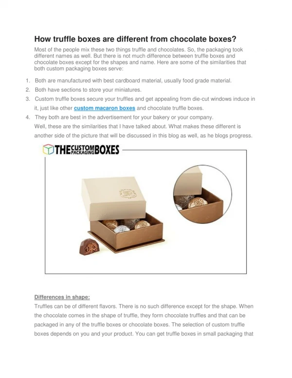 How truffle boxes are different from chocolate boxes?