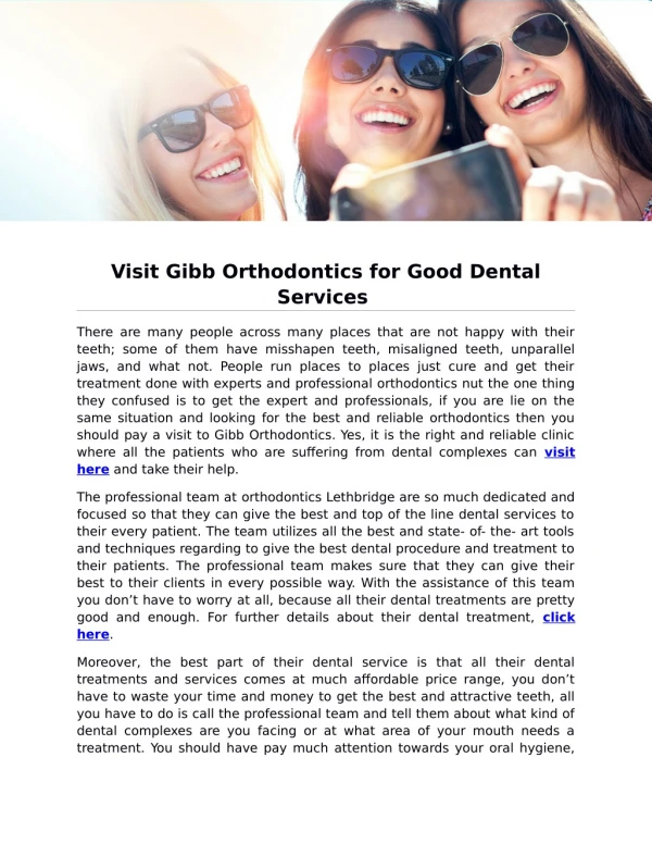 Visit Gibb Orthodontics for Good Dental Services