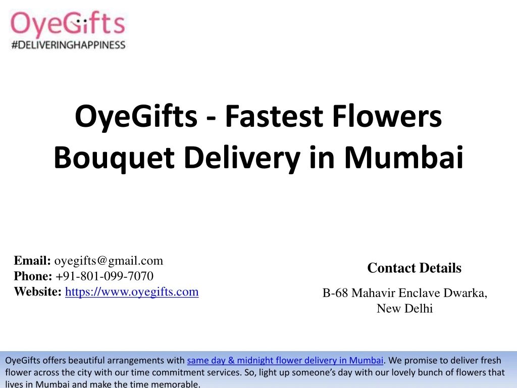 oyegifts fastest flowers bouquet delivery in mumbai