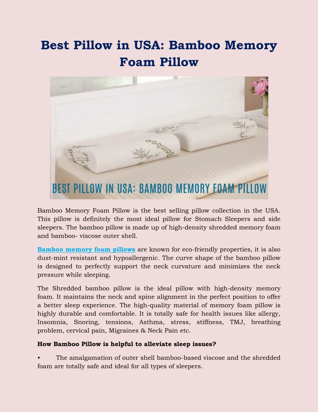 best pillow in usa bamboo memory foam pillow