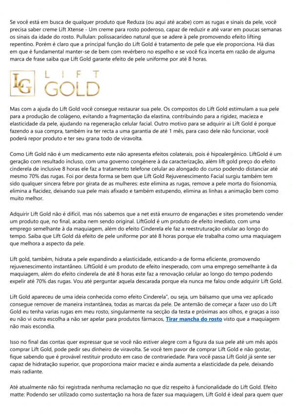 Saiba Como Conquistar A Juventude Por Mas Tempo Com O Lift Gold FUNCIONA