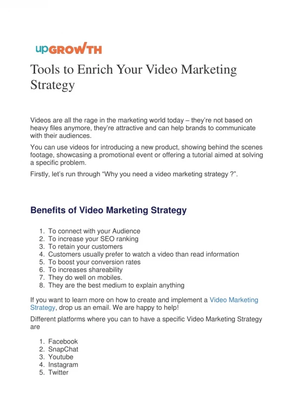 Tools to Enrich Your Video Marketing Strategy