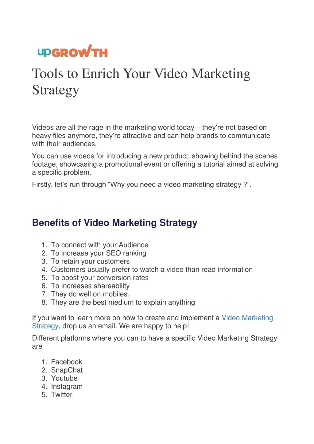 tools to enrich your video marketing strategy