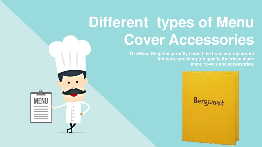 different types of menu cover accessories