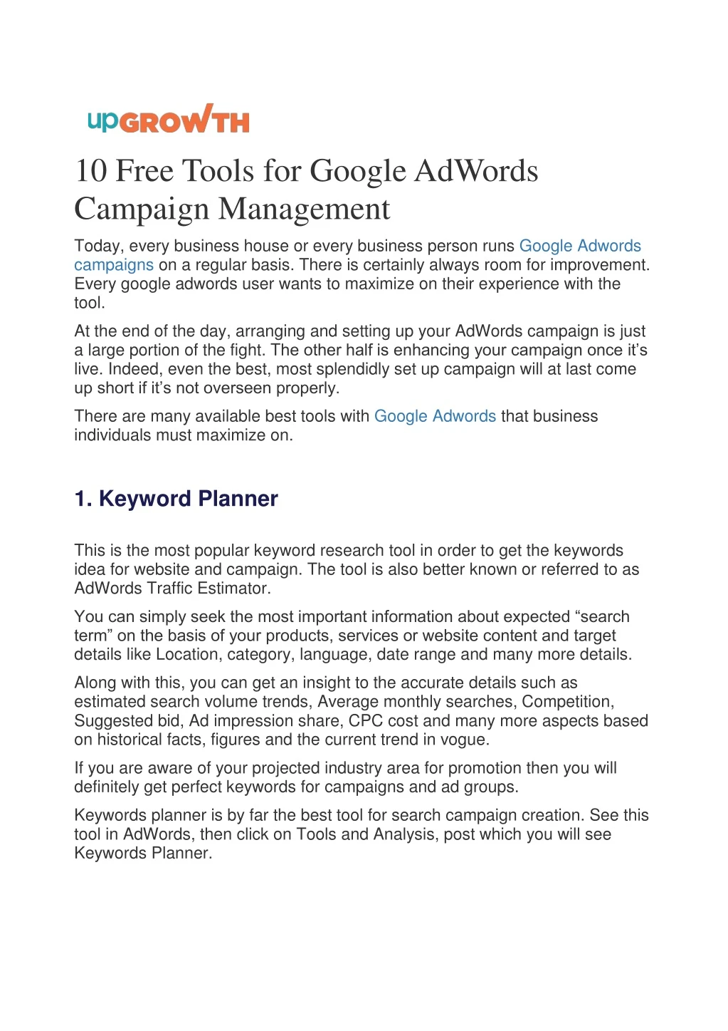 10 free tools for google adwords campaign