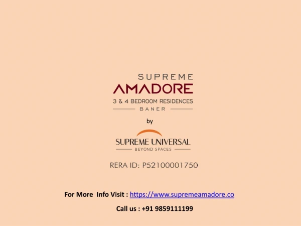 Supreme Amadore 3/4 Homes in Baner, Pune. call us@ 91 9859111199