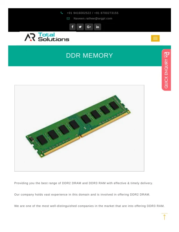 DDR memory trader in Haryana | DDR memory Wholesaler in Haryana | AR Total Solutions