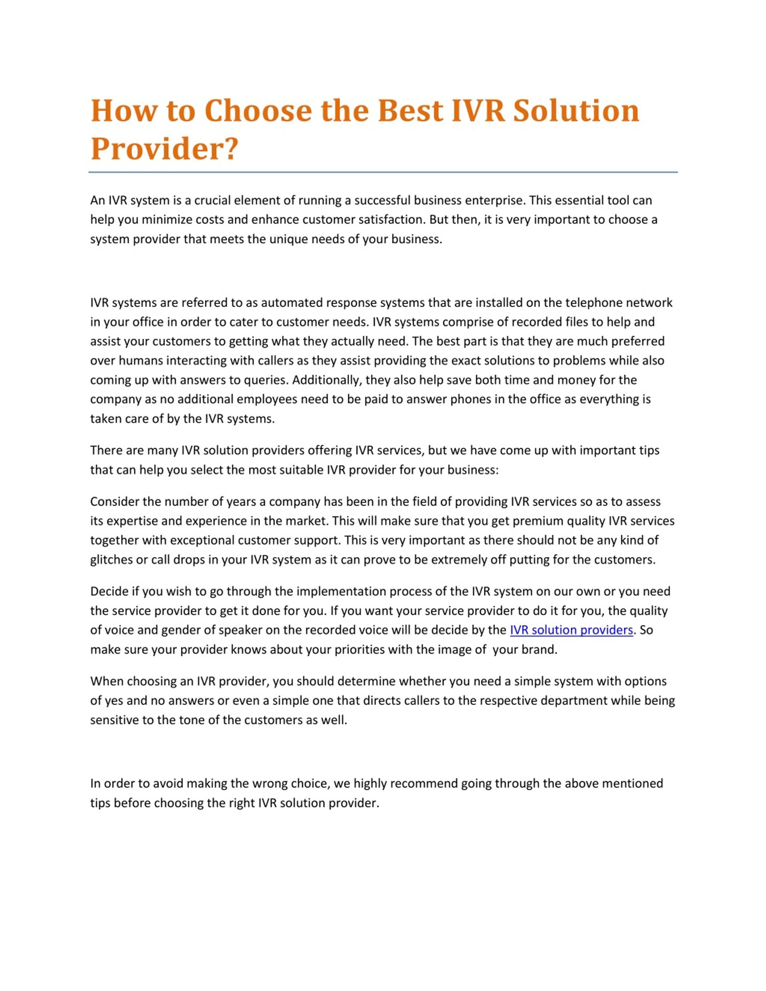 PPT - How to Choose the Best IVR Solution Provider PowerPoint ...
