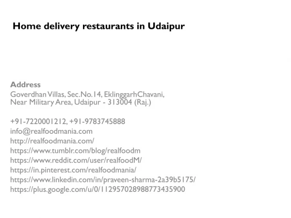 Home delivery restaurants in udaipur