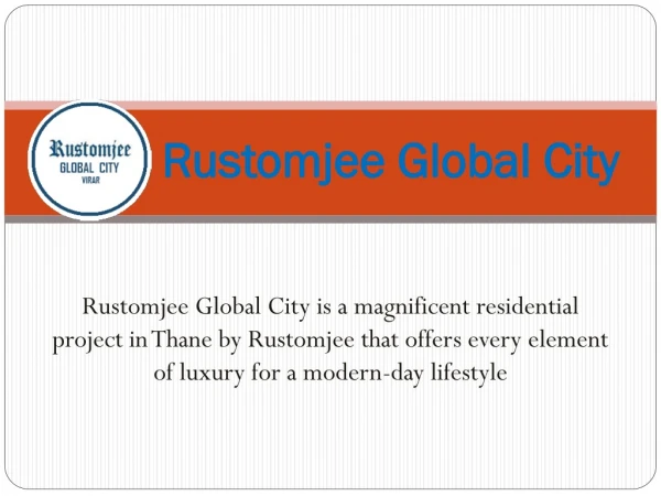 Rustomjee Global City Virar West | 1, 2 BHK Apartments, Flats For Sale Call 8130629360