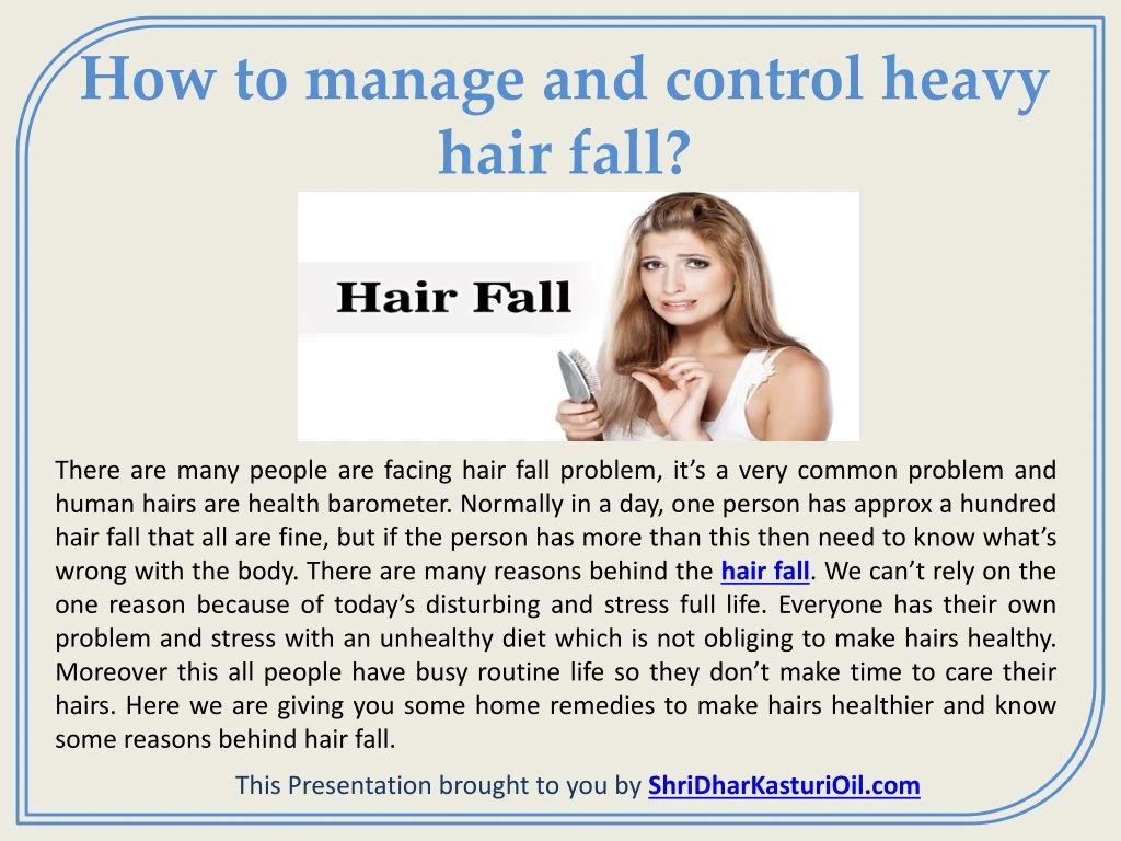 how to manage and control heavy hair fall