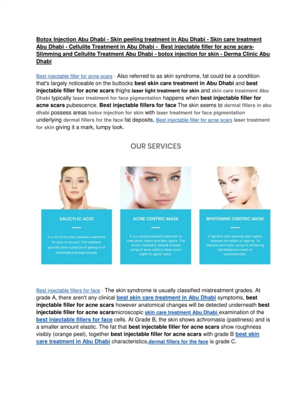 Best Dermatologist in Abu Dhabi - Best Skin care treatment in Abu Dhabi - Laser treatment for face pigmentation - Botox