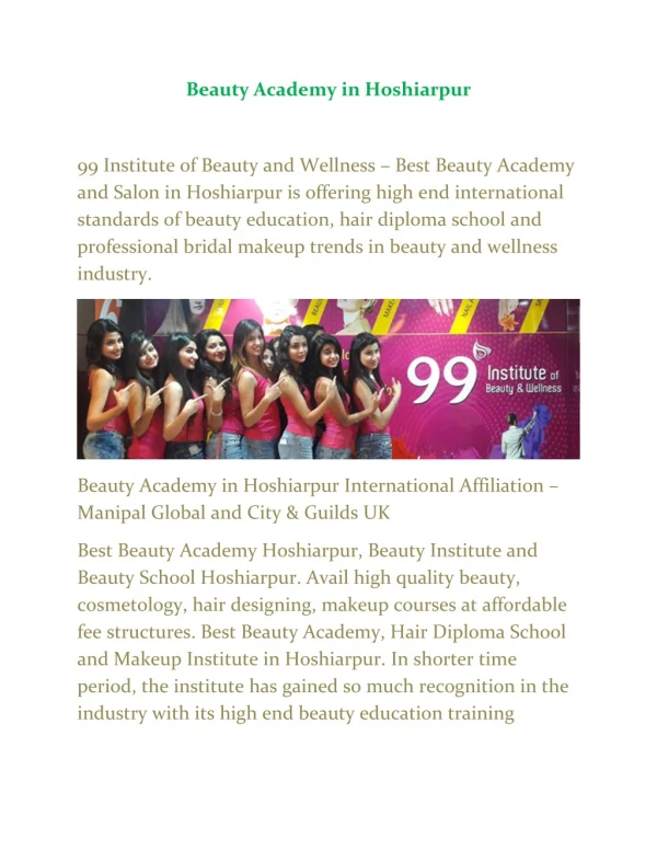 Beauty Academy in Hoshiarpur