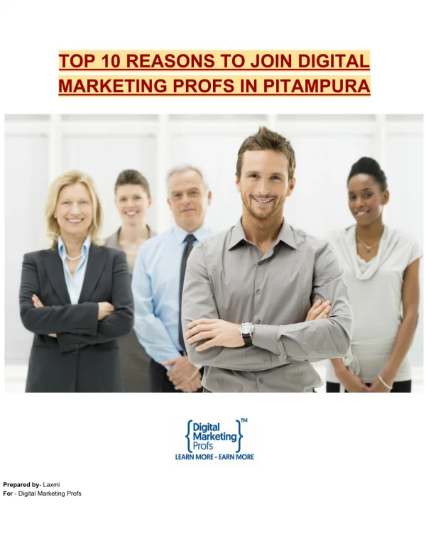 Top 10 Reasons To Join Digital Marketing Profs In Pitampura