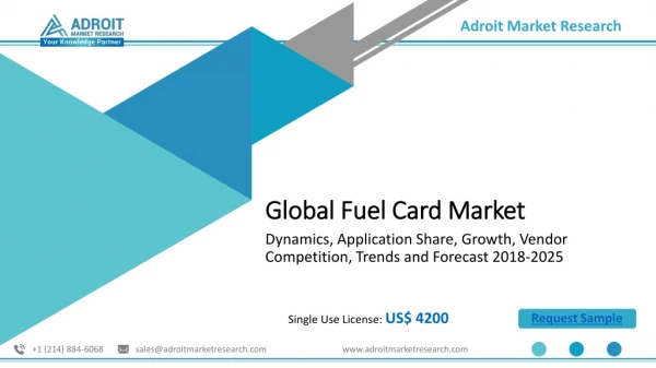 Fuel Card Market: Global Industry Report Analysis, Opportunities and Forecast 2018 to 2025