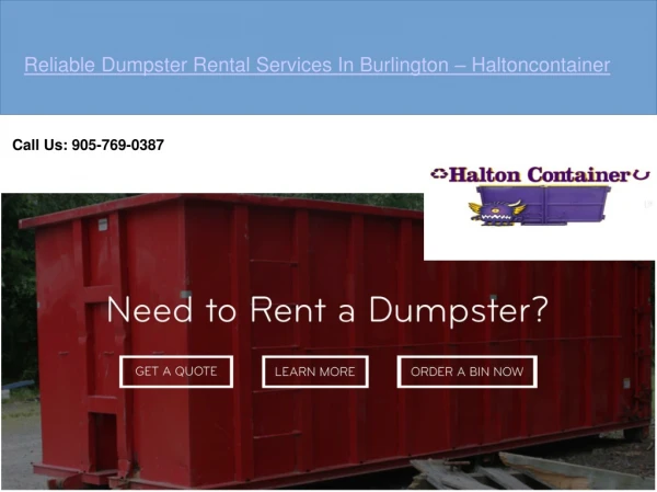 Dumpster Rental Services Burlington, ON