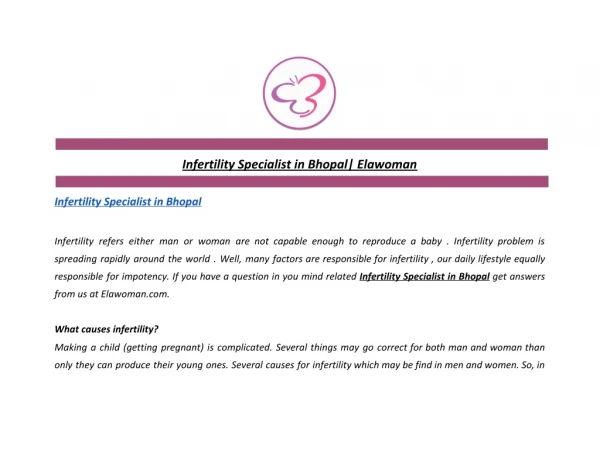 Infertility Specialist in Bhopal | Elawoman