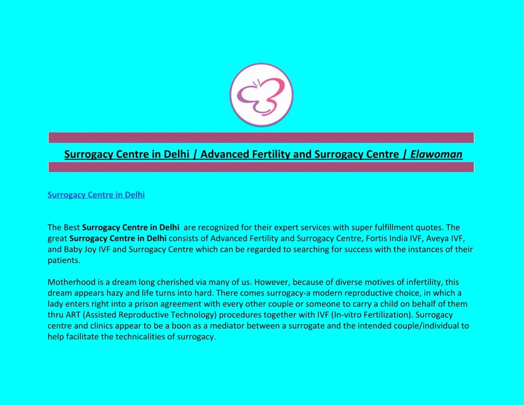surrogacy centre in delhi advanced fertility