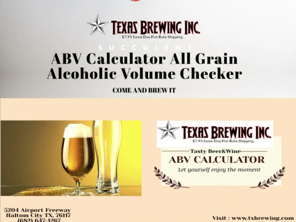 Why to use abv (Alcohol by Volume) calculator | Texas Brewing Inc