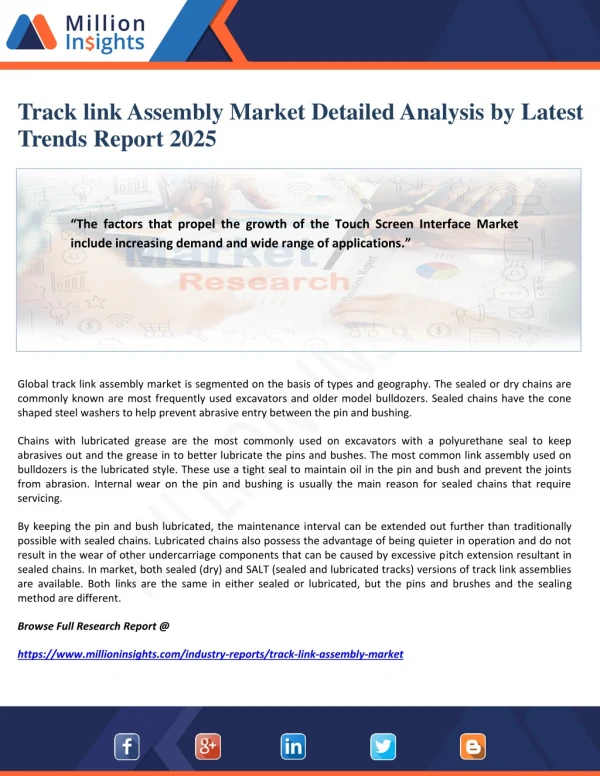 Track link Assembly Market Detailed Analysis by Latest Trends Report 2025