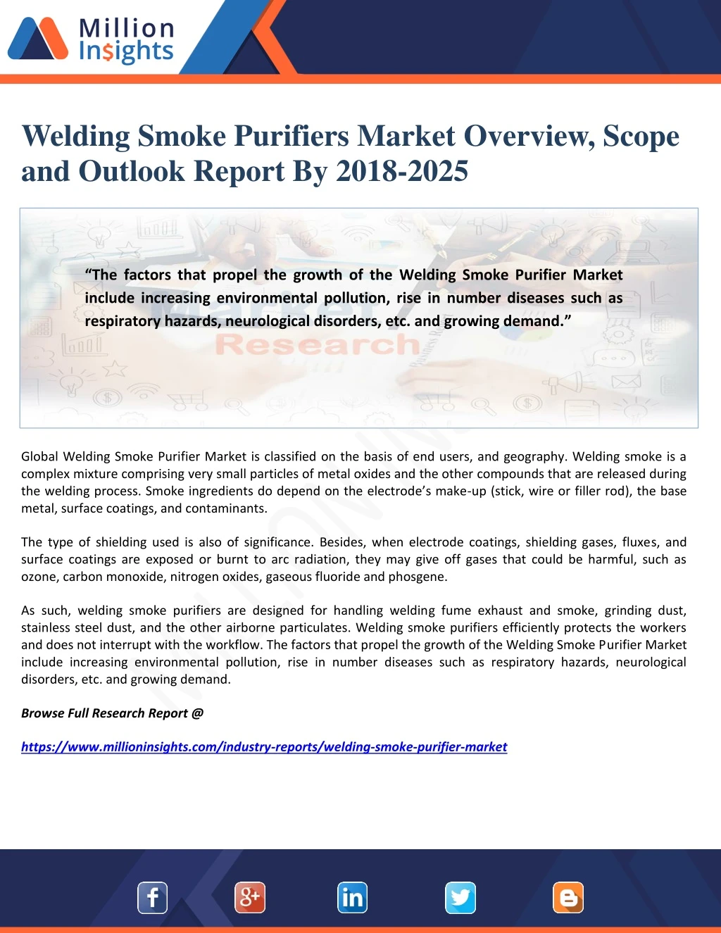 welding smoke purifiers market overview scope