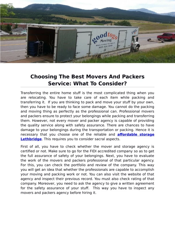 Choosing The Best Movers And Packers Service: What To Consider?
