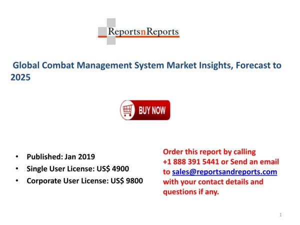 Combat Management System Market: Global Industry Trends, Share, Size, Growth, Opportunity and Forecast 2019-2025