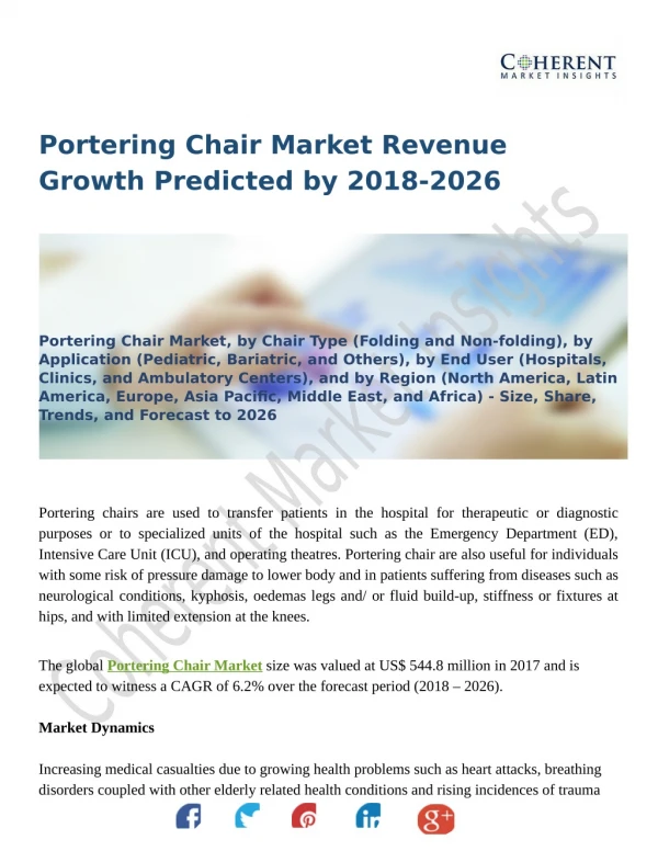 Portering Chair Market : Moving Towards a Brighter Future 2018-2026