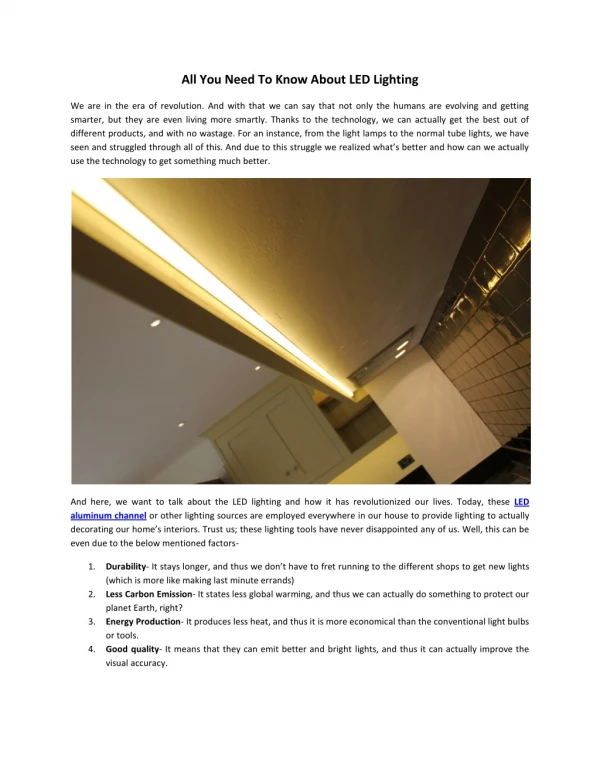 All You Need To Know About LED Lighting