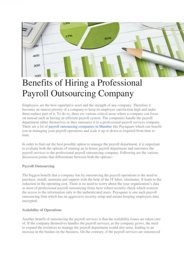 Benefits of Hiring a Professional Payroll Outsourcing Company