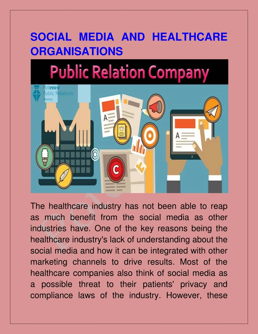 social media and healthcare organisations