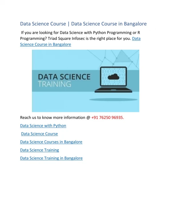 Data Science Course | Data Science Course in Bangalore